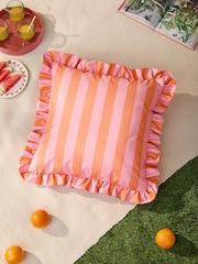 Furn Pink/Orange Palm Royale Stripe Outdoor Cushion - Image 1 of 5