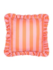 Furn Pink/Orange Palm Royale Stripe Outdoor Cushion - Image 3 of 5