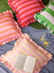 Furn Pink/Yellow Palm Royale Stripe Outdoor Cushion - Image 2 of 5