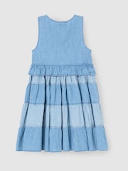 Angel & Rocket Blue Hannah Tie Detail Tiered Denim Dress - Image 8 of 9