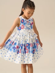 Angel & Rocket White Anais Spot Floral Print Tie Detail Dress - Image 1 of 6