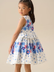 Angel & Rocket White Anais Spot Floral Print Tie Detail Dress - Image 3 of 6
