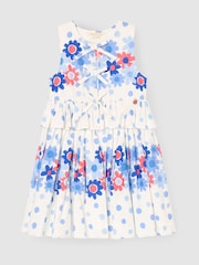 Angel & Rocket White Anais Spot Floral Print Tie Detail Dress - Image 4 of 6