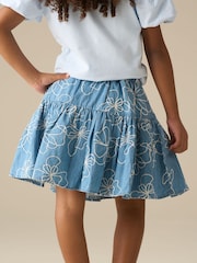 Angel & Rocket Maya Embroidered Denim Bow Skirt - صورة 3 من 6