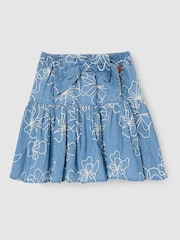Angel & Rocket Maya Embroidered Denim Bow Skirt - صورة 4 من 6