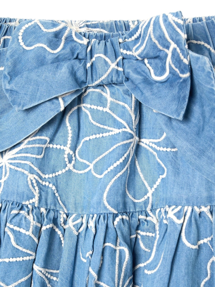 Angel & Rocket Maya Embroidered Denim Bow Skirt - صورة 6 من 6