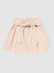 Angel & Rocket Natural Jenna Stripe Linen Shorts - Image 1 of 3