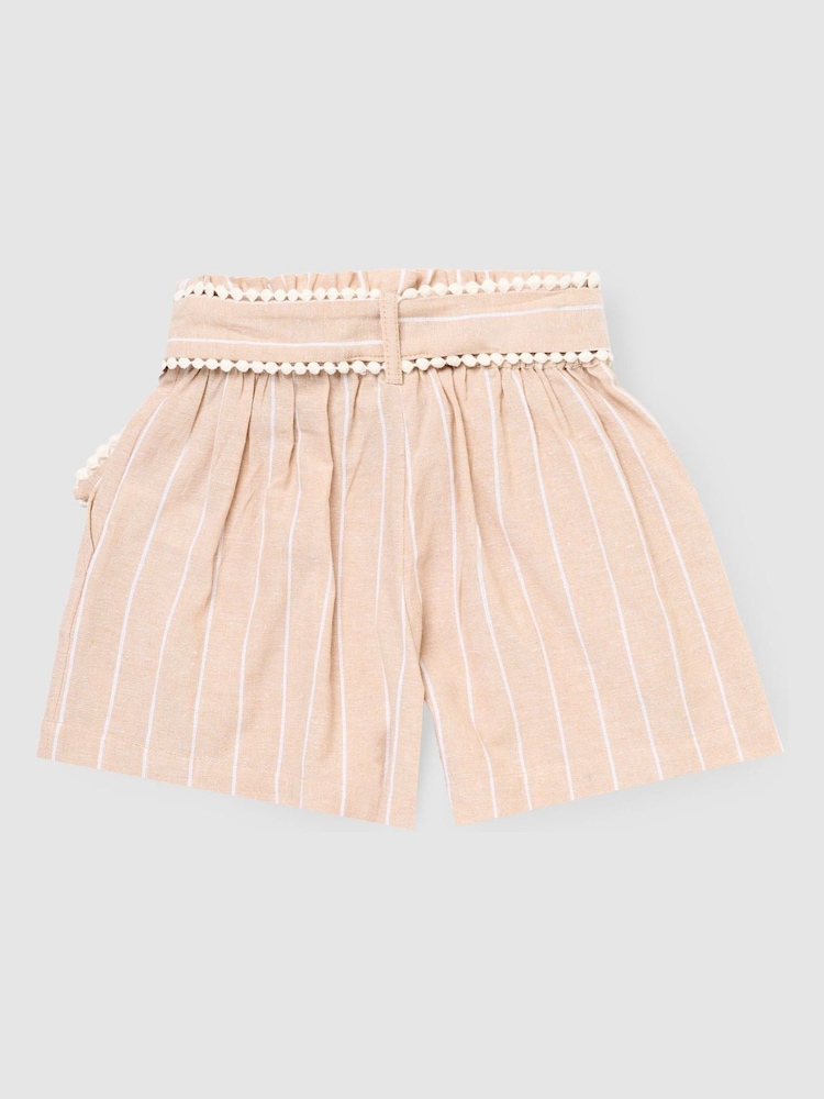 Angel & Rocket Natural Jenna Stripe Linen Shorts - Image 2 of 3 Angel & Rocket Natural Jenna Stripe Linen Shorts - Image 2 of 3