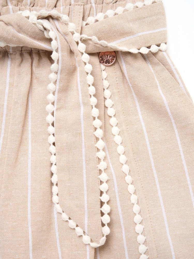 Angel & Rocket Natural Jenna Stripe Linen Shorts - Image 3 of 3 Angel & Rocket Natural Jenna Stripe Linen Shorts - Image 3 of 3