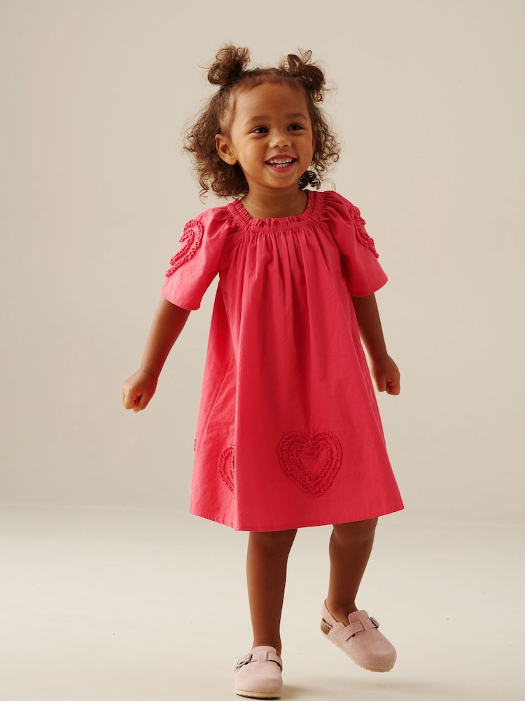 Angel & Rocket Pink Lori Heart Frill Swing Dress - Image 1 of 5 Angel & Rocket Pink Lori Heart Frill Swing Dress - Image 1 of 5