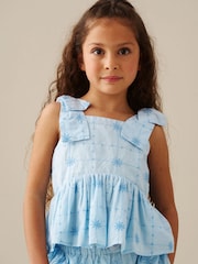 Angel & Rocket Blue Nellie Tie Detail Embroidered Cami - Image 1 of 3