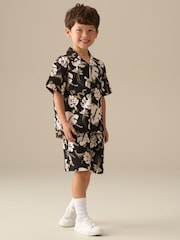 Angel & Rocket Black Finn Leaf Print Textured Shirt - Image 2 of 8