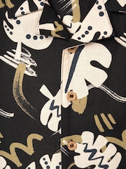 Angel & Rocket Black Finn Leaf Print Textured Shirt - Image 8 of 8