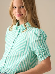 Angel & Rocket Green Sammie Stripe Ruffle Hem Shirt - Image 2 of 7