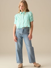 Angel & Rocket Green Sammie Stripe Ruffle Hem Shirt - Image 3 of 7