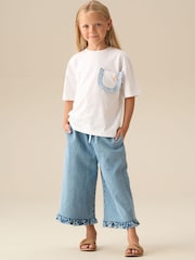 Angel & Rocket White Lacey Frill Pocket Oversized T-Shirt - Image 2 of 6