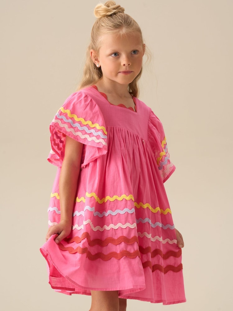 Angel & Rocket Pink Electra Ric Rac Dress - Image 1 of 8 Angel & Rocket Pink Electra Ric Rac Dress - Image 1 of 8