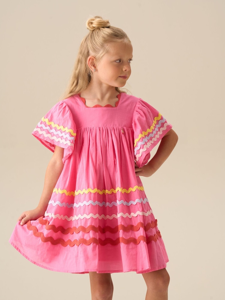 Angel & Rocket Pink Electra Ric Rac Dress - Image 2 of 8 Angel & Rocket Pink Electra Ric Rac Dress - Image 2 of 8