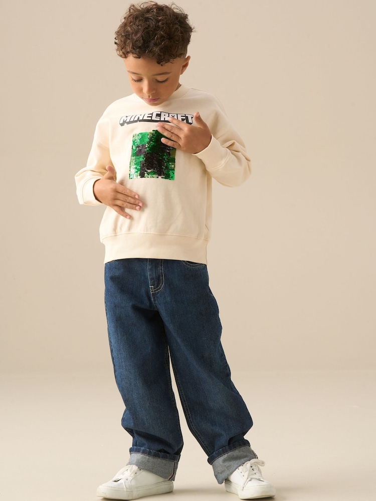 Angel & Rocket Cream Minecraft Sequin Sweatshirt - Image 2 of 6 Angel & Rocket Cream Minecraft Sequin Sweatshirt - Image 2 of 6