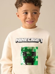 Angel & Rocket Cream Minecraft Sequin Sweatshirt - Image 3 of 6