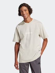 adidas Beige Essentials Linear Single Jersey T-Shirts - Image 1 of 6