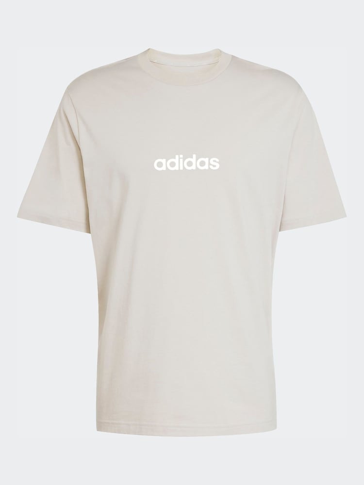 adidas Beige Essentials Linear Single Jersey T-Shirts - Image 6 of 6