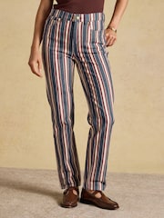 Joules Navy Verigated Stripe Slim Straight Mid Rise Jeans - Image 1 of 7