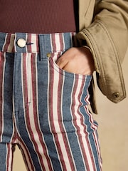 Joules Navy Verigated Stripe Slim Straight Mid Rise Jeans - Image 3 of 7