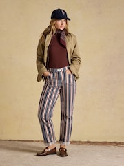 Joules Navy Verigated Stripe Slim Straight Mid Rise Jeans - Image 4 of 7