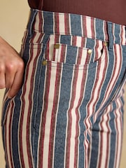 Joules Navy Verigated Stripe Slim Straight Mid Rise Jeans - Image 5 of 7
