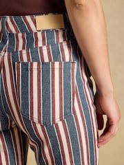 Joules Navy Verigated Stripe Slim Straight Mid Rise Jeans - Image 6 of 7