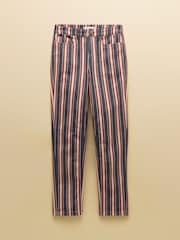 Joules Navy Verigated Stripe Slim Straight Mid Rise Jeans - Image 7 of 7
