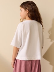White Unicorn Sequin Graphic Oversized Boxy T-Shirt (3-16yrs) - Image 4 of 8