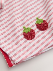 Red Stripe Beaded Tomato Oversized Boxy T-Shirt (3-16yrs) - Image 4 of 4