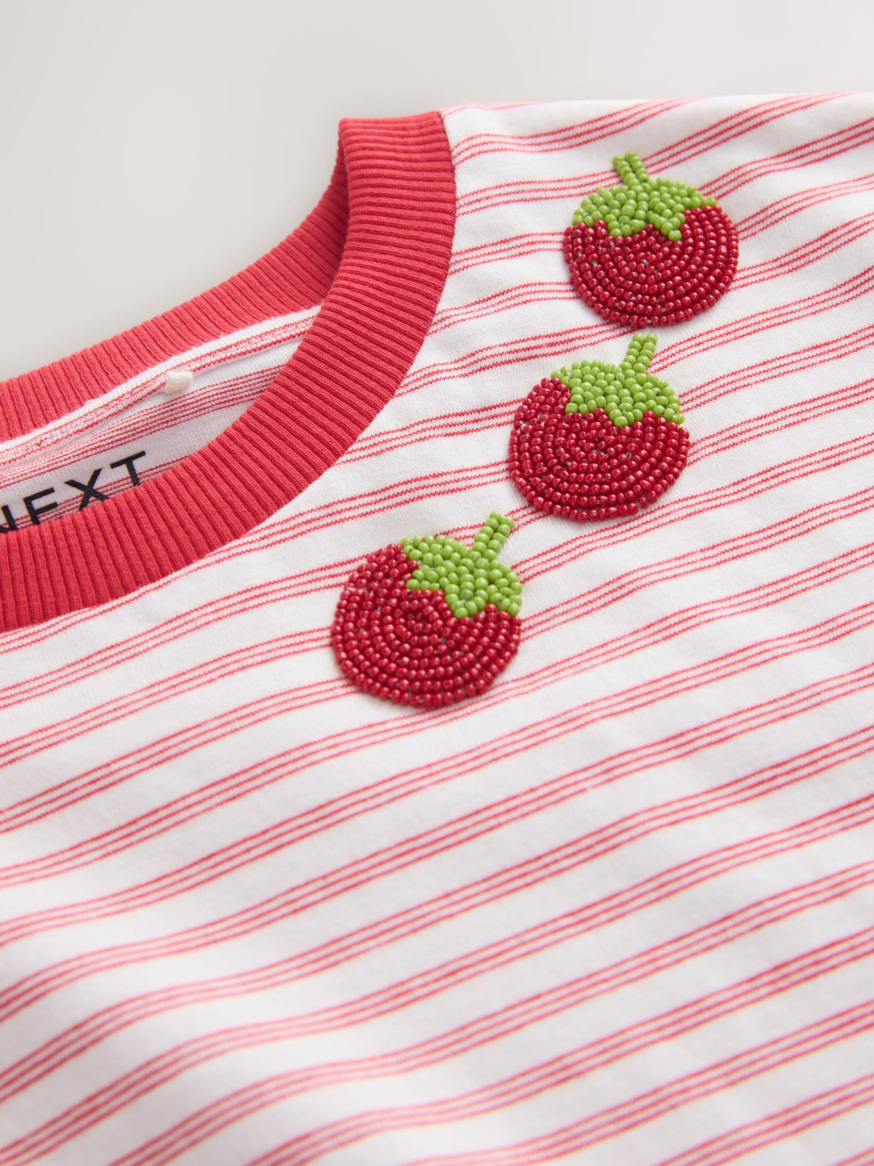 Buy Red Stripe Beaded Tomato Oversized Boxy T-Shirt (3-16yrs) from