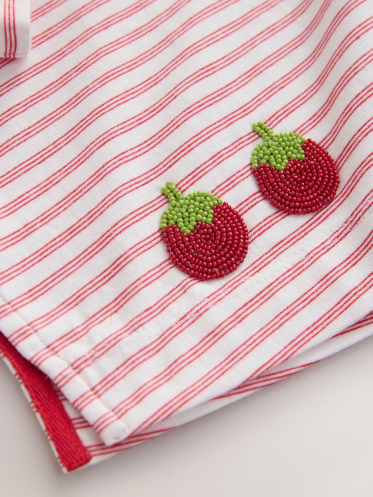 Rot gestreift - Beaded Tomato Oversized Boxy T-Shirt (3-16yrs) - Bild 9 von 9