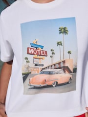 White Towelling Summer Car Graphic T-Shirt - Image 4 of 7