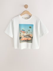 White Towelling Summer Car Graphic T-Shirt - Image 5 of 7