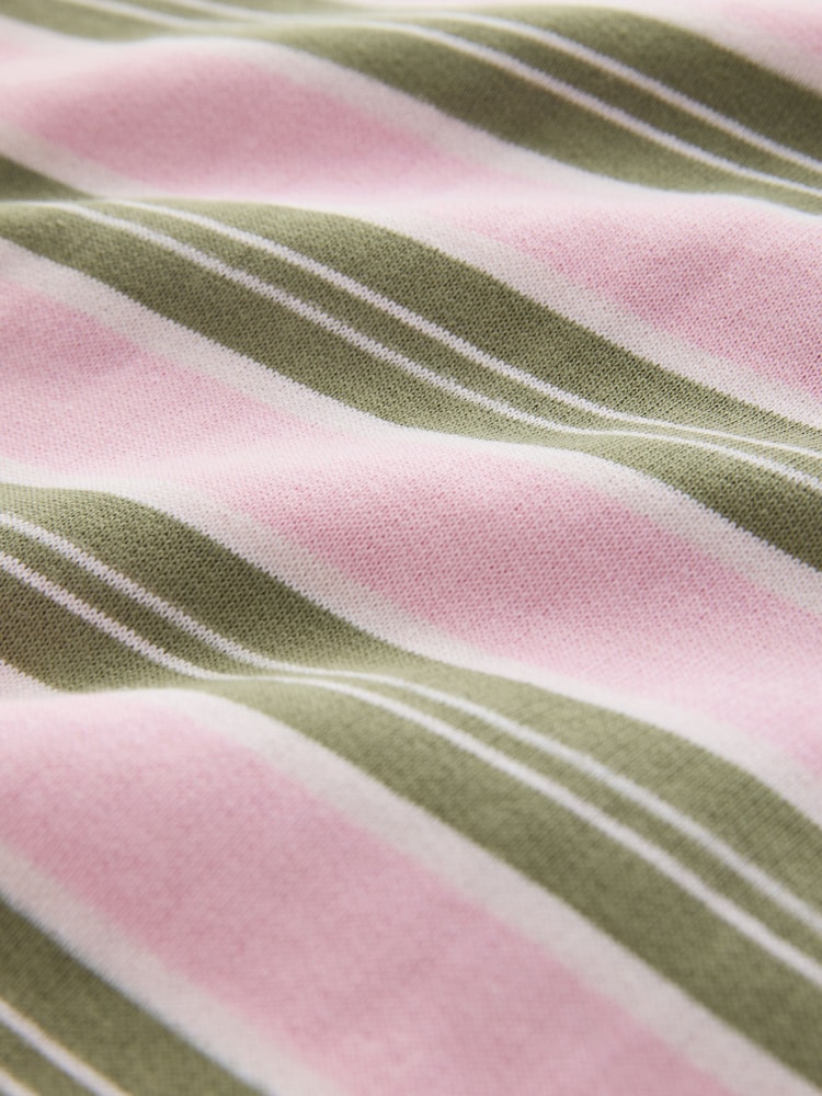 Cream/Pink/Green Stripe Happy Hour Graphic Short Sleeve Sweat Top - Image 3 of 3