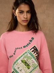 Pink Beaded Matcha Graphic Sweatshirt - Image 3 of 4