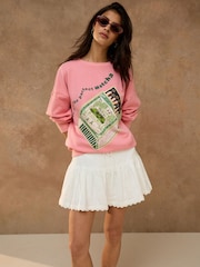 Pink Beaded Matcha Graphic Sweatshirt - Image 4 of 4