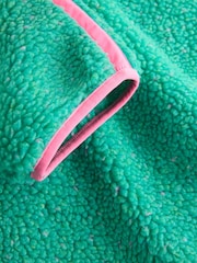 Green/Pink Contrast Trim Quater Zip Borg Jacket - Image 2 of 3