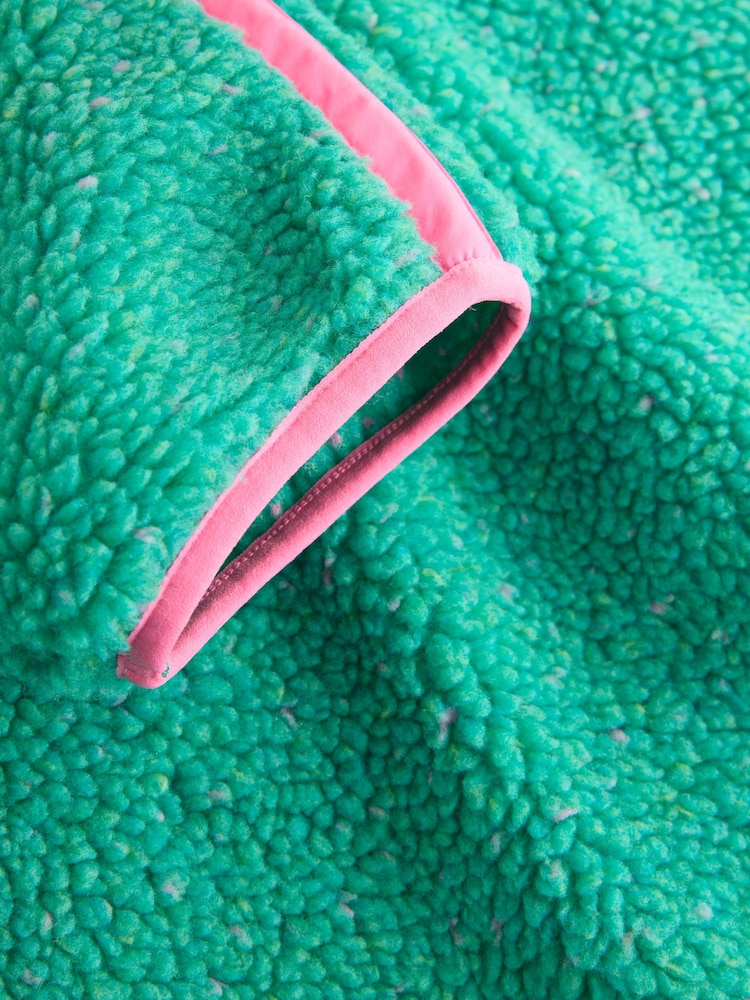 Green/Pink Contrast Trim Quater Zip Borg Jacket - Image 2 of 3