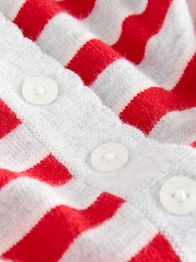 Grey/Red Striped Knit Look Short Sleeve Polo Top - Image 7 of 7