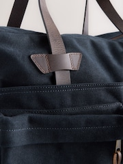 Navy Blue Waxed Canvas Multi Pocket Briefcase - Image 8 of 9