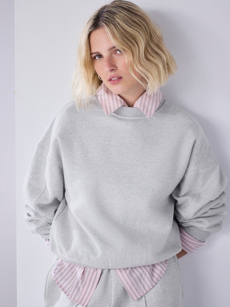 Grey Marl Crew Neck Sweatshirt - Image 1 of 5 Grey Marl Crew Neck Sweatshirt - Image 1 of 5