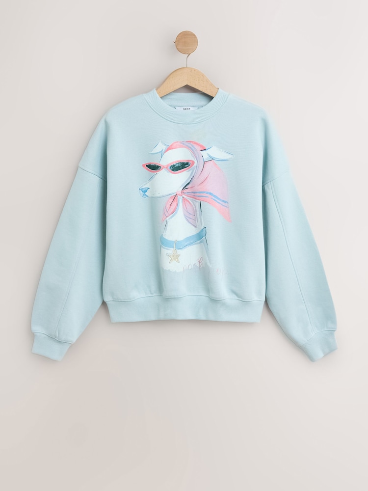 Blue Dog Graphic Crew Neck Sweatshirt - Image 1 of 3