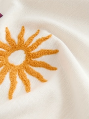 Ecru Summer Graphic Ecru Embroidered Boxy T-Shirt - Image 11 of 13