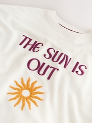 Ecru Summer Graphic Ecru Embroidered Boxy T-Shirt - Image 12 of 13