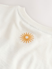 Ecru Summer Graphic Ecru Embroidered Boxy T-Shirt - Image 13 of 13